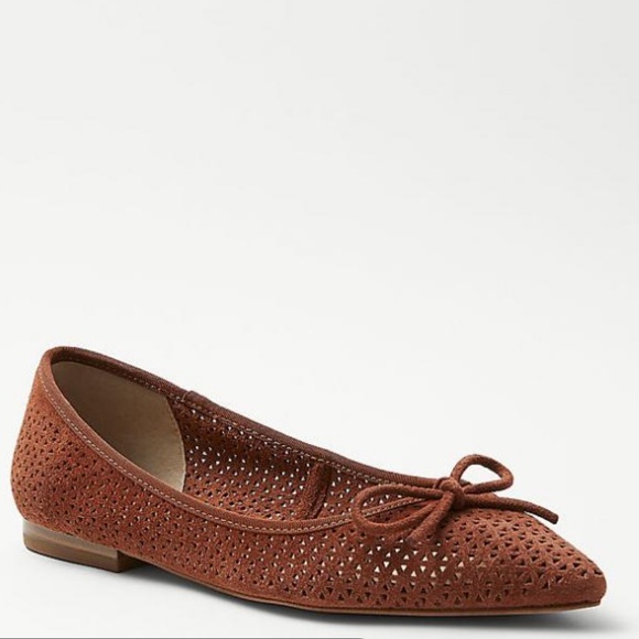 Ann Taylor Shoes - ANN TAYLOR Flats Perforated Suede Pointy Toe Ballet Midnight Mahogany 9.5 NEW